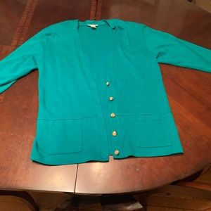 Talbots Green Sweater button up